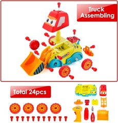 Toys Truck Toddler DIY Assembly Construction Bulldozer with Drill Tool/ Music/ L