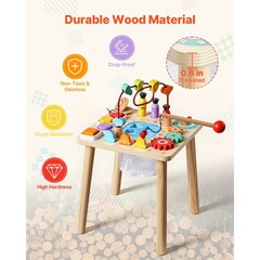 Montessori Activity Table for Toddler 1-3 Years Old,8 in 1 Wooden Desk
