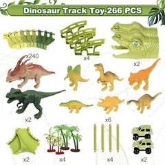 Dinosaur Track Toys, 266 PCS Dinosaur Toys for Kids 3-5
