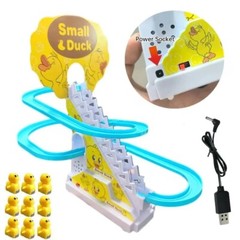 9 Electric Small Ducks Climbing Stairs Trackwith Flashing Lights & Music On/Off