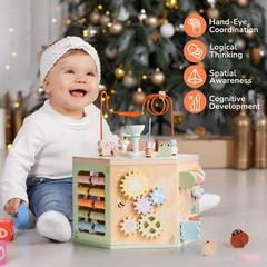 Robud Montessori Baby Activity Cube Educational Wooden Toys For Toddlers and Kid