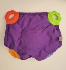 Nuby Plush Bear Teething Security Blanket Multi-Color Squeak Crinkle Teether Toy
