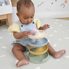Silicone Ball Drop Tower Toy for Toddlers, 4-Tier Rolling Ramp Track with Woo…