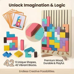 ZQL Wooden Stacking Puzzle Toy,Wooden Montessori Russian Blocks Puzzle -3D St…