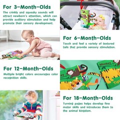 Baby Books Toys, Touch and Feel Crinkle Cloth Book for Infant Baby 0-3-6-12-1…