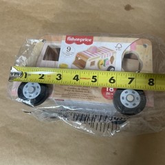 Fisher-Price Wood Toddler Toy Ice Cream Truck Shape Sorter Set, 9 Wooden Pieces