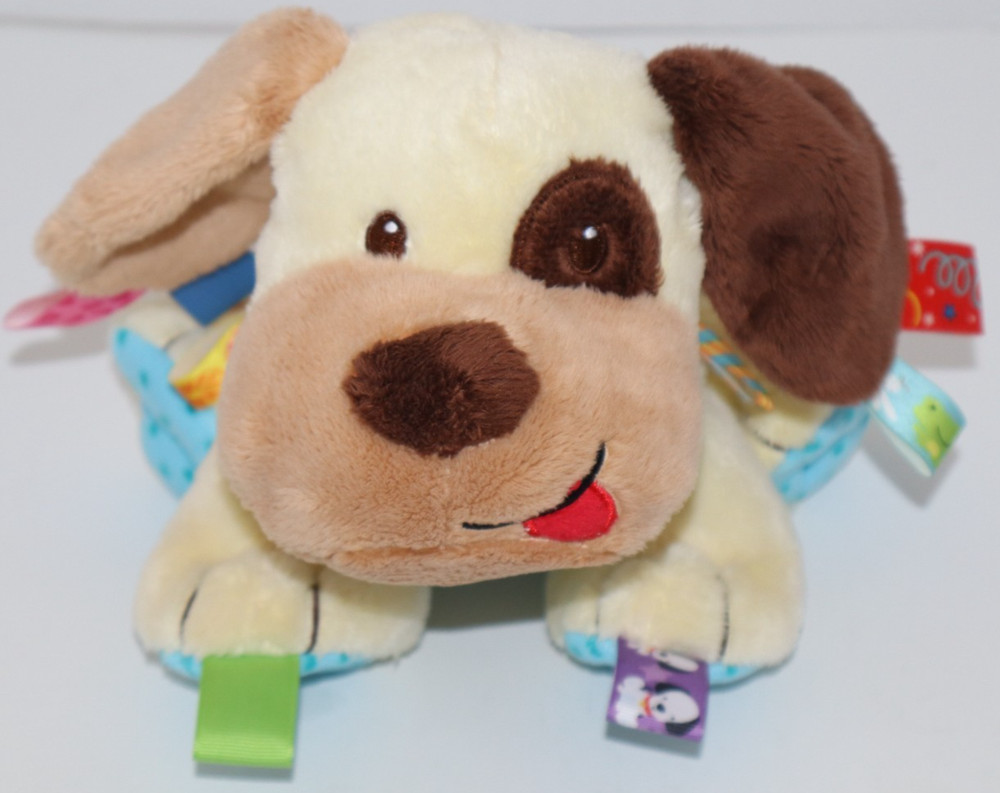 TAGGIES Brown & Yellow Puppy Dog Baby Infant Toy Stuffed Plush Animal Rattle