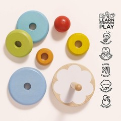 Le Toy Van – Wooden Rainbow Stacker | Girl & Boy 7 Piece Rainbow Wobbling