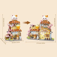 Non-Toxic 923PCS Lucky Cat Building Set – Openable Taiyaki Shop Adventure
