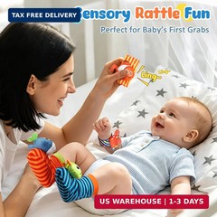 Baby Toys 0-6 6-12 Months, Baby Wrist Rattle Socks and Foot Finder Set, Baby Dev