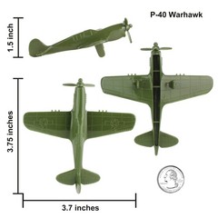 TimMee WW2 Fighter Ace Planes – OD Green 9pc Plastic Army Men Airplanes USA Made