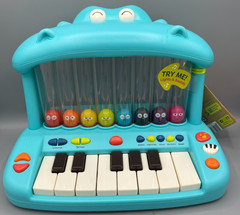 B. Toys Hippo Pop Play Piano Musical Light Show Sounds Popping Birdies New!
