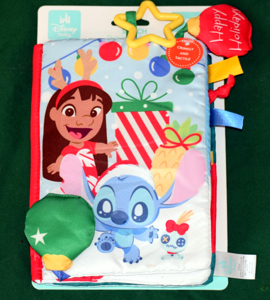 NEW DISNEY BABY LILO & STITCH SOFT CHRISTMAS-THEMED BOOK FOR BABIES NEWBORN & UP