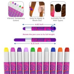 – Girls Gifts Hair Chalk 10 Temporary Non-Toxic Easy Washable Hair Dye