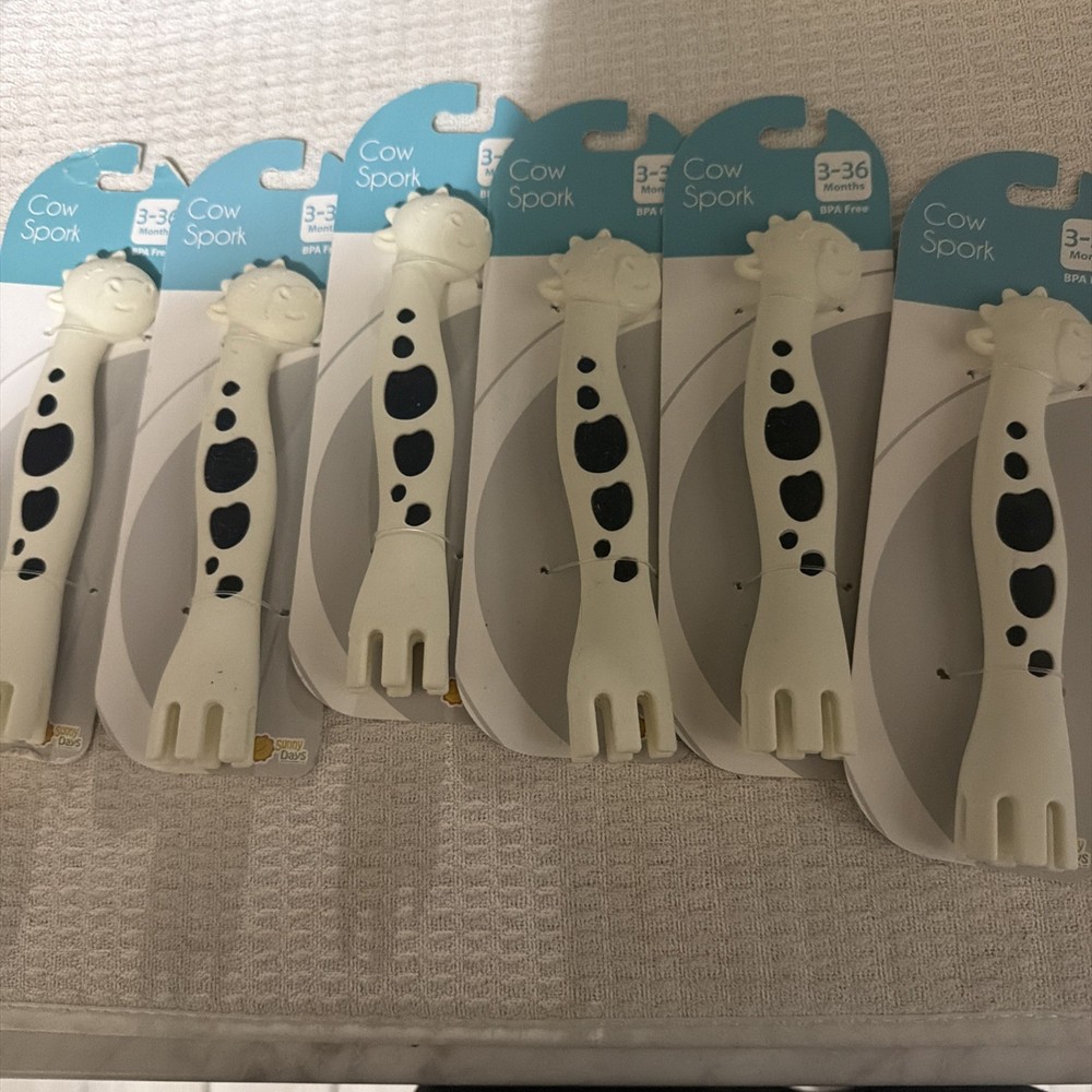 NEW ~ Cow Spork Bundle x6 Baby Learning Toy 3-36 Months