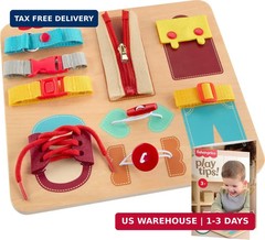 Fisher-Price Wood Montessori Toy Dressing Board, American Montessori Society Sea