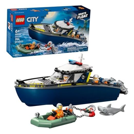 LEGO City Police Boat Chase Building Toy for Kids – Pretend Play Set for Boys