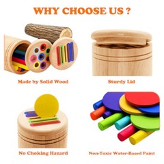 Montessori Wooden Color Sorting Shape Puzzle Toy for Toddlers L Flat stick