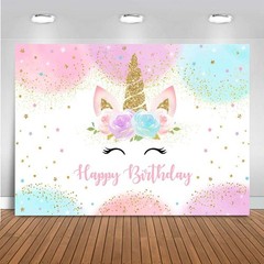 Mocsicka Unicorn Birthday Decorations Backdrop for Girls Party 7x5ft Pastel R…