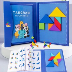 Wooden Jigsaw Magnetic Tangram Puzzle Book Educational Toys For Children Baby