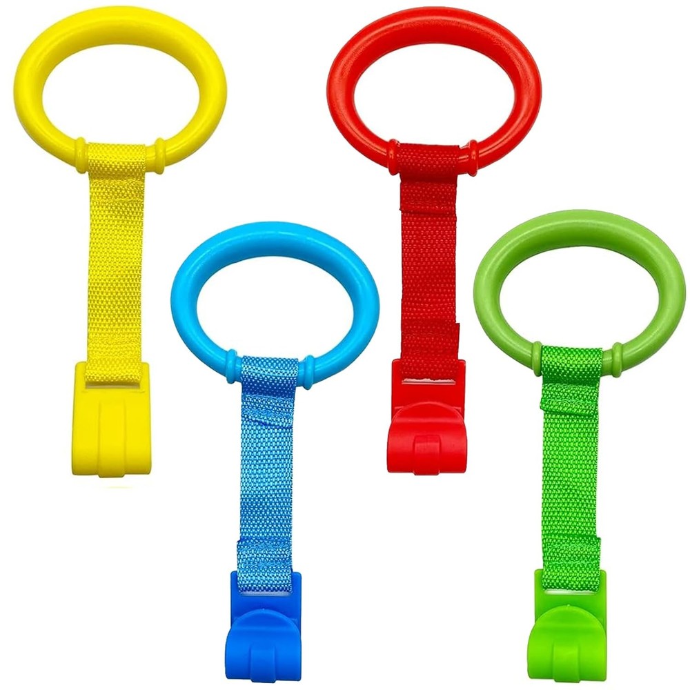 4 Pcs Baby Playpen Pull up Rings- Baby Crib Pull up Rings- Baby Walking Exerc…