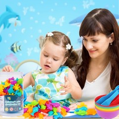 Counting Ocean Animal Toys, Color Sorting Set Ocean Animal Matching Game with…