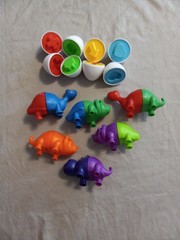 Sorting Toys, Egg shaped shape sorter and dinosaur color mix and match