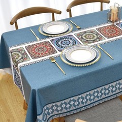 Zobesta Blue Vinyl Tablecloths for Rectangle Tables 55 x 70 Inch, Blue Waterp…
