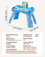 VEVOR Toddler Learning Table for 6-36 Months Baby DJ Set with 133 Sound Sources