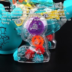 Transparent Gear Dinosaur Toy for Kids, Light-up Electric Dino Musical Toy Bump