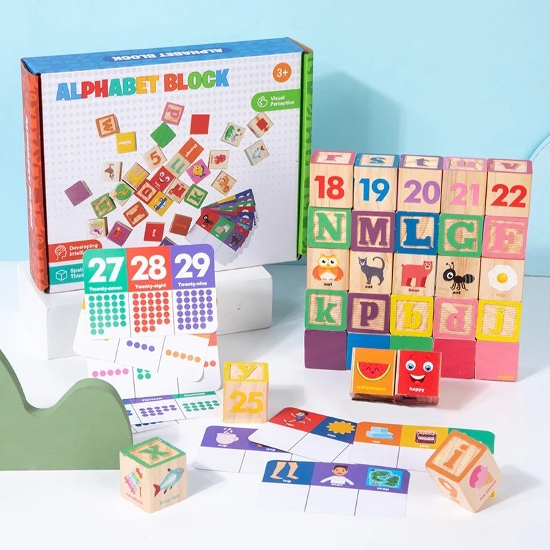 Wooden ABC Letters Building Blocks Learning Education Toys Kids gift