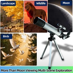 Telescope for 50mm 100x Magnification Beginner Silver Telescopio with Tripod,…