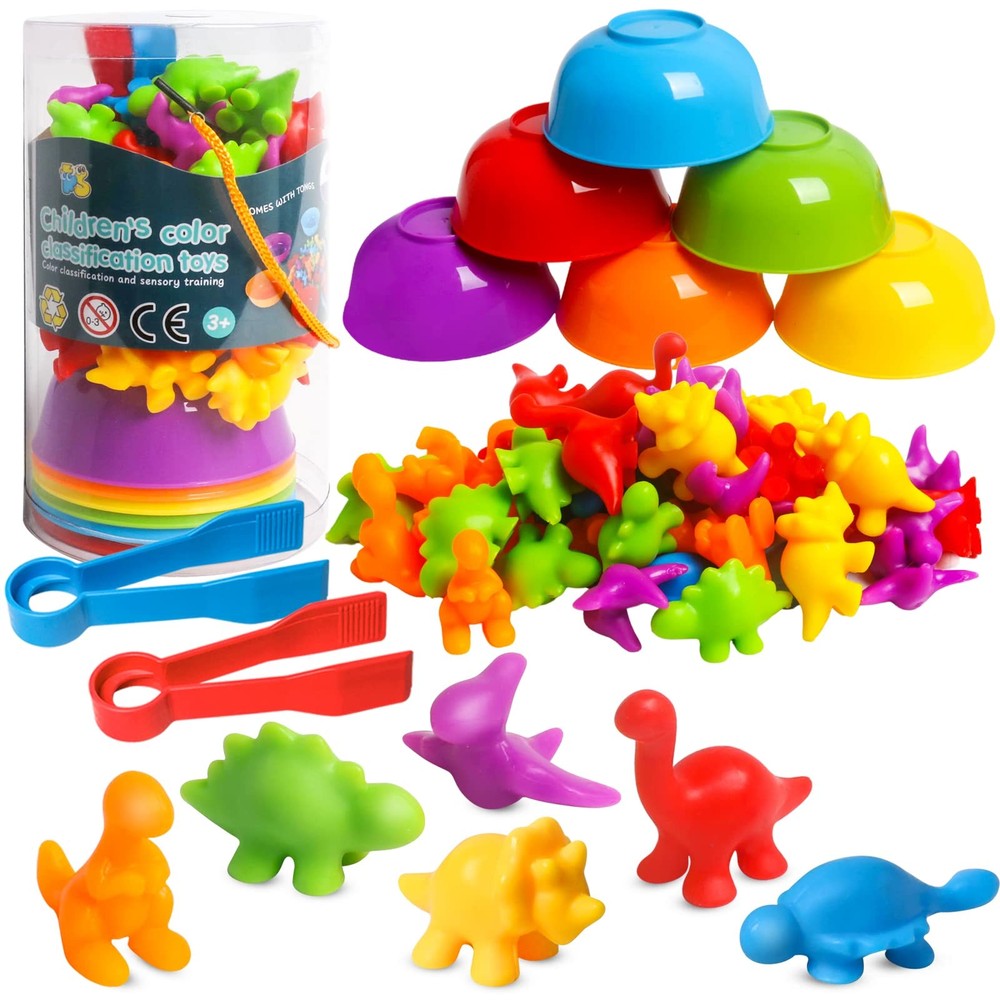 Counting Dinosaur Toys Matching Games with Sorting Bowls Sorting Toy for Todd…