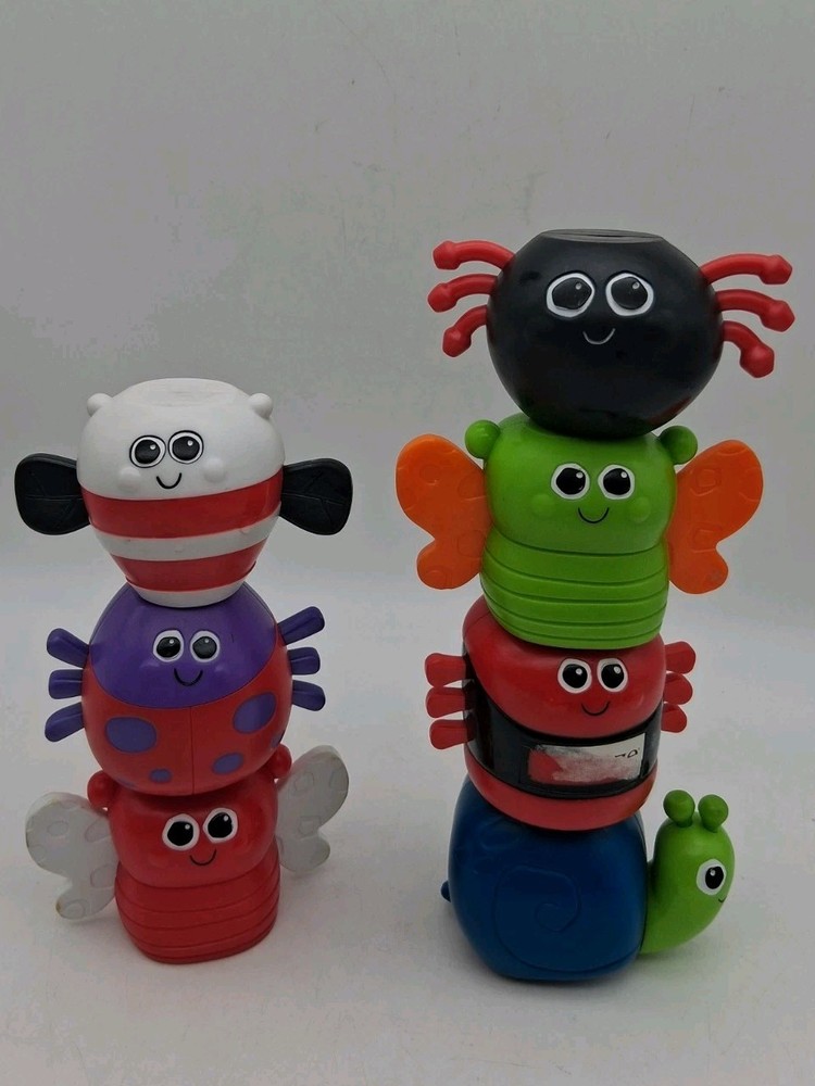 Lot of 7 Lamaze Learning Curve Stackable Magnetic Rattles Bugs Baby Toddler HTF