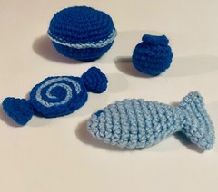 Handmade Crochet Blue Color Sorting Playset, Learning Toy, Montessori