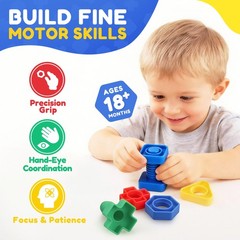 Nuts and Bolts, 24pcs Fine Motor Skills Occupational Therapy Toys for Kids, S…
