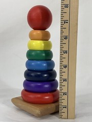 MELISSA & DOUG Wood Stacking Toy Rainbow Stacking Rings Educational for Toddler
