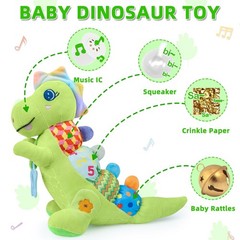 Baby Dino Musical Stuffed Animal Toys for 0-3-6-9-12 Months，Infant Dinosaur…