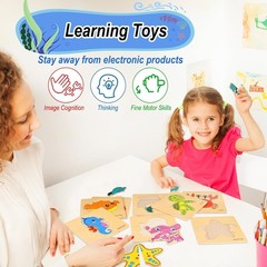 8pcs Wooden Puzzles for Toddlers 1-3, Toddler Puzzles Ages 2-4, Montessori Toys