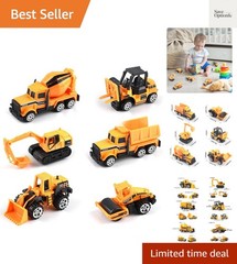 Small Construction Toys, 6Pcs Construction Vehicles Trucks Kids Birthday Gift…