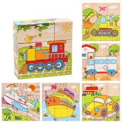 Wooden Six-Side Jigsaw Puzzles for Baby Kids 3 4 5Years Old Color Shape