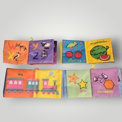 4 Cloth Baby Toddler Soft Books Fruits Vehicles Graphics Cognition Alphabet