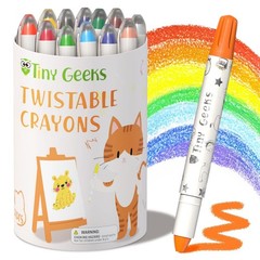 TinyGeeks 12 Twistable Crayons – Non Toxic, Washable Crayons for Toddlers, Ki…