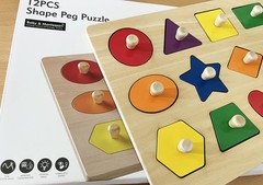 Dailyfunn Montessori Toy Shape Peg Puzzles Baby Puzzle 12-18-24 Months with K…