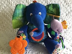 Eric Carle Plush Blue Elephant Baby Crib Toy Rattle Teether Mouse In Pocket