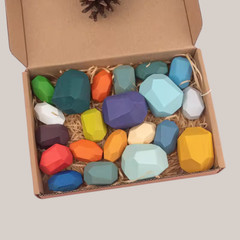 Wooden Sorting Stacking Rocks Sensory Learning Toys for Kids 21pcs B