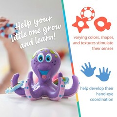 Nuby Floating Octopus Bath Toy with 3 Hoopla Rings No Hole Design 18+ Months