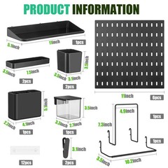 Unittype 17 Pcs Peg Board Combination Kit, 6 Plastic Wall Pegboard with 11 Ac…