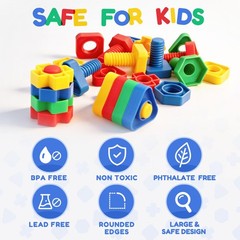 Nuts and Bolts, 24pcs Fine Motor Skills Occupational Therapy Toys for Kids, S…