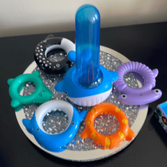 Preowned cute FAO Schwartz stack & sea creature tower 0 month unisex baby toys